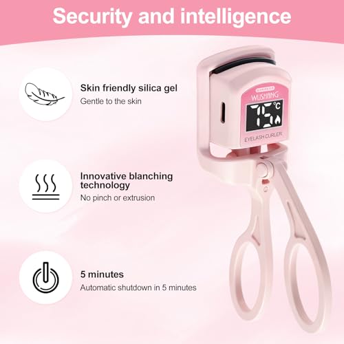 UNIVILLE Pink Heated Eyelash Curler with Temperature Display & USB-C Charging
