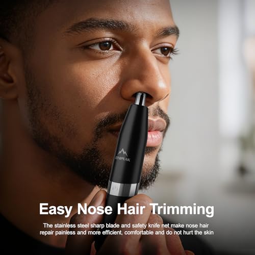 Professional Nose Hair Trimmer for Men Women, Painless Electric Ear & Nasal Hair Clipper, Patented Magnetic Heads (3-Pc Set), Micro-Vacuum, 8000 RPM, 180-Min Runtime, Waterproof Travel Kit