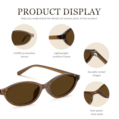 Retro Oval Cat Eye Sunglasses for Women UV400