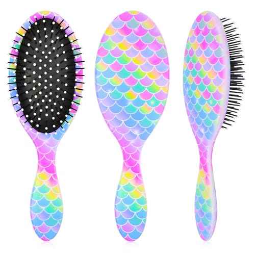 Kids Hair Brush Girls, Toddler Wet Dry Detangling Hair Brush for Curly Thick Hair Pain-Free Comb Girls Kids Women Unicorn Mermaid
