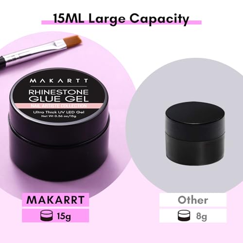Makartt Nail Rhinestone Glue with Brush Kit 15g for Nail Art & Crafts