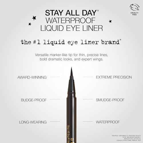 stila Waterproof Liquid Eye Liner, Stay All Day Makeup with Fine Brush Tip Lasting Satin Finish, Smudge-Proof & Transfer-Resistant