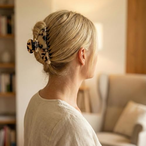 Fiwnpow 2PCS 5-Inch Premium Acetate Hair Claw Clips for Women