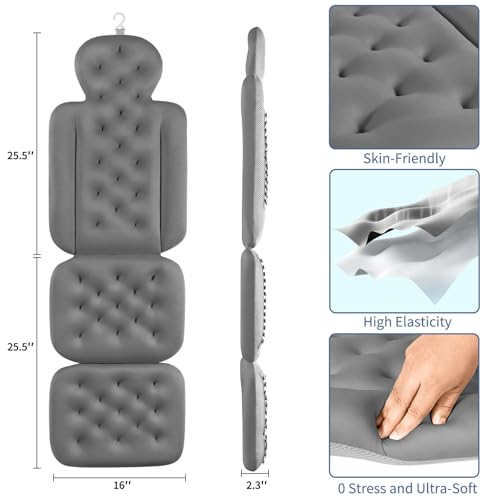 Full Body Bath Pillow with 160 Suction Cups - Head & Back Support