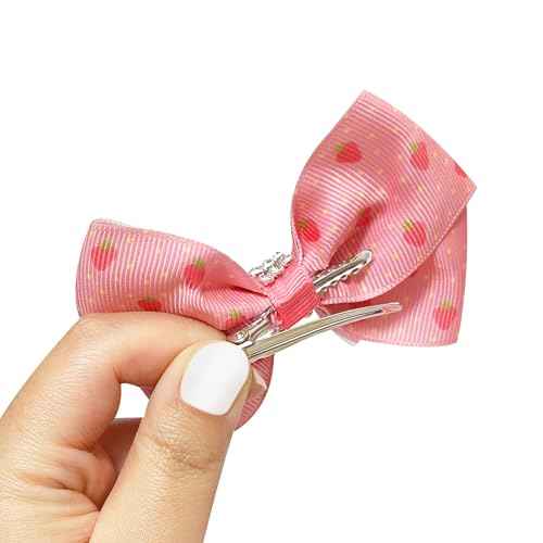 LUV HER Licensed Girls Hair Bows - Strawberry Shortcake Themed Hair Accessories Gift Set, 7-Piece 4-Inch Bundle, Alligator Clips, Ages 3+