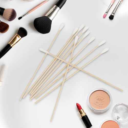 Vaincre 300PCS Long Cotton Swabs - 6" Cleaning Cotton Swab Buds with Wooden Sticks, Microblading Eyeshadow Tip Applicators, Microswabs Swabsticks for Dogs Makeup Nail Art Tattoo Permanent Supplies