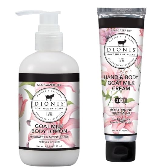 Dionis Goat Milk Stargazer Lily Hand Cream & Body Lotion Set