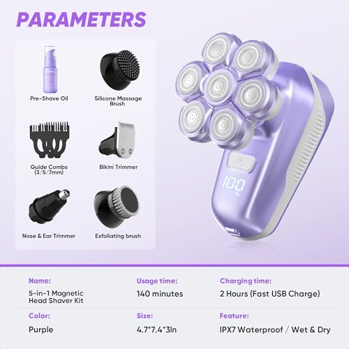 7D Electric Shaver for Women, Wet Dry Bikini Trimmer Kit