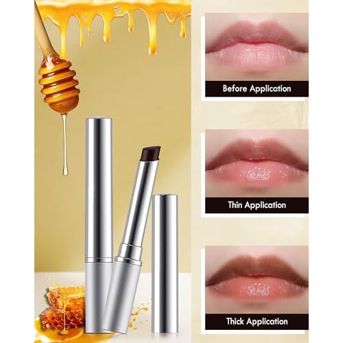 Tinted Lip Balm-2Pcs Hydrating Black Brown Lip Tint Moisturizer, Honey Sugar Yummy Lip Care Balm for Dry Lip, Moisturizing Sheer Lip Gloss Lip Treatment, Christmas Lip Makeup Gift for Women Girl