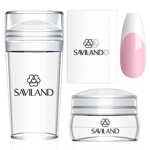 Saviland French Tip Nail Stamper Kit 4PCS Clear Silicone