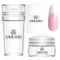 Saviland French Tip Nail Stamper Kit 4PCS Clear Silicone