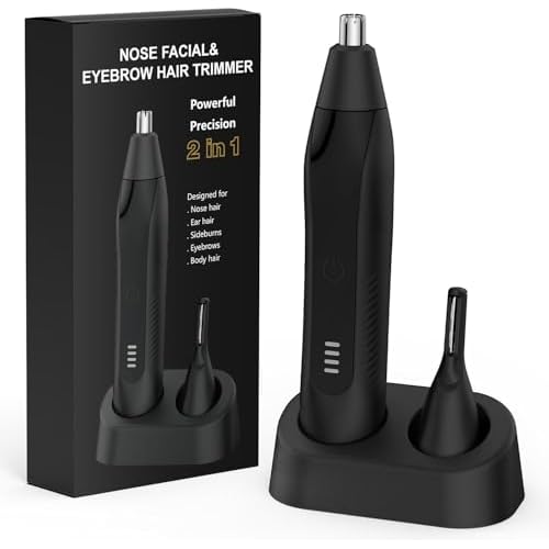 Nose Hair Trimmers for Men,Rechargeable Eyebrow Trimmer 2 in 1 Painless Multifunctional Ear and Nose Hair Trimmer with Dual Edge Blades Portable Design (Black)