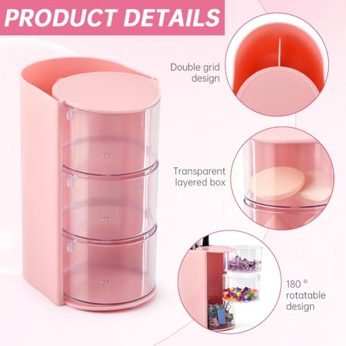 3-Layer Rotating Hair Accessories Organizer with Brush Holder