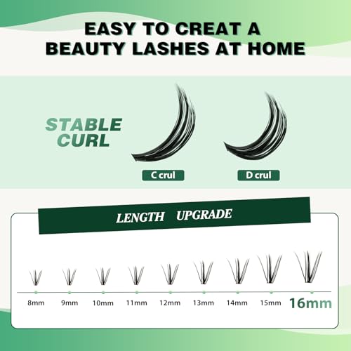 KEYYOU 300pcs Lash Clusters 40D 0.07D 13mm DIY Eyelash Extensions