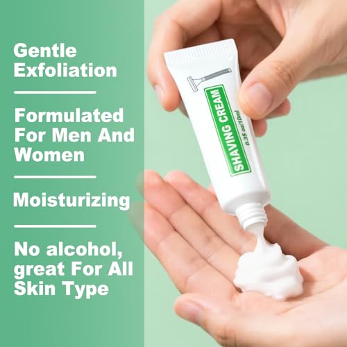 Travel Size Shaving Cream Bulk Pack of 50,Individually Wrapped 10ml/0.35fl oz Mini Disposable Shaving Cream in Bulk 1.2x2.9 inch Travel Size Toiletries Amenities for Guests,Homeless,Charity