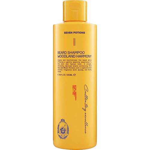 SEVEN POTIONS Beard Shampoo for Men, Woodland Harmony, 8.45 Fl Oz - Natural, Vegan, Cruelty Free - Gentle, Cleansing Wash for a Clean Beard with No Itch