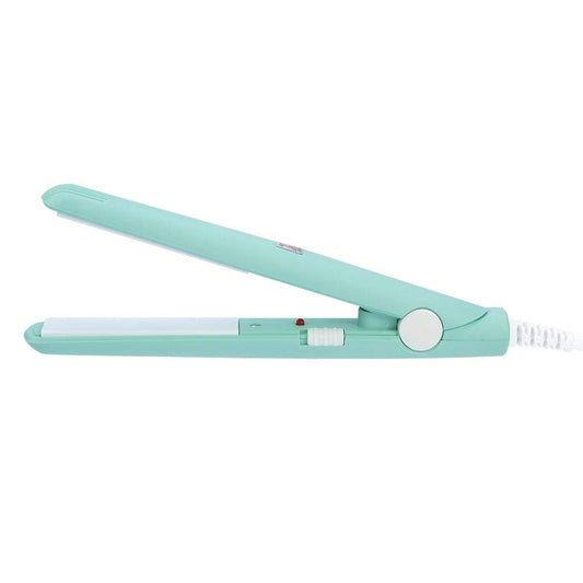 Mini Hair Straightener Ceramic Tourmaline Plate Flat Iron Curler Small Lightweight Portable Hair Styling Straightening Plate Curling Iron with Quick & Easy Heating for Women Girls(Matcha Green)