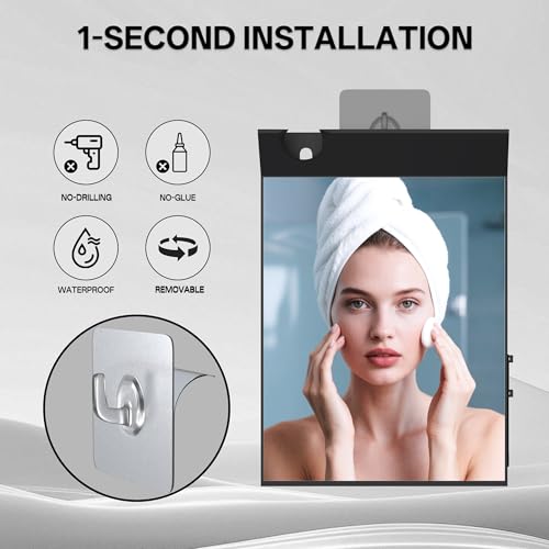 Anti Fog Shower Mirror 10x6.7 Large Black Wall Mount