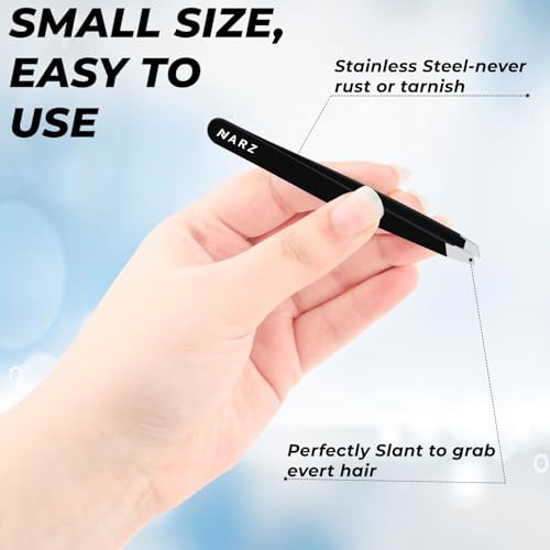 Professional Tweezer for Facial Hair Women & Men Stainless Steel Precision Tweezers for Ingrown Hair Tweezers for Men & Women (Deep Black)