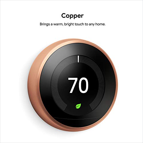 Google Nest Learning Thermostat - Programmable Smart Thermostat for Home - 3rd Generation Nest Thermostat - Works with Alexa - Copper