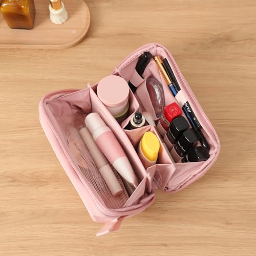 Makeup Bag for Travel Medium Cosmetic Case for Women Large Capacity Portable Zipper Cosmetic Organizer with Compartments