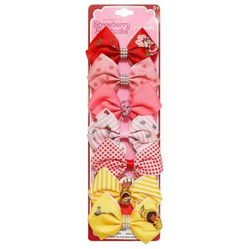 LUV HER Licensed Girls Hair Bows - Strawberry Shortcake Themed Hair Accessories Gift Set, 7-Piece 4-Inch Bundle, Alligator Clips, Ages 3+