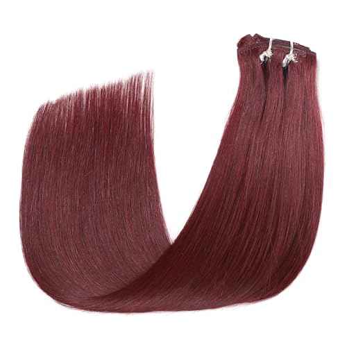 Clip in Hair Extensions Real Human Hair, Remy Human Hair Extensions Clip ins for Women, Invisible Seamless Natural Straight Double Weft, 8pcs 100g 18inch #99J Burgundy