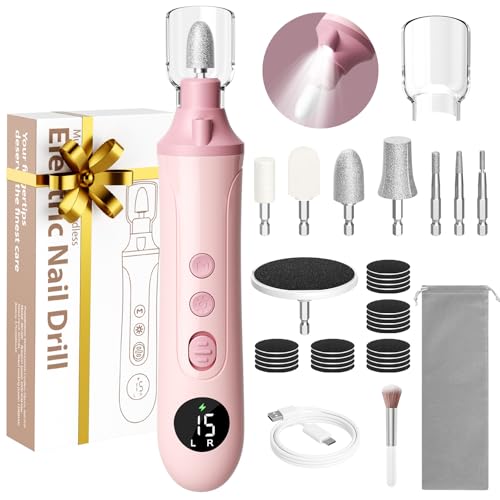 Cordless Electric Toenail Grinder with LED Light - 15 Speeds & USB-C Rechargeable