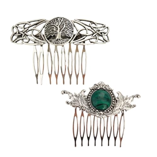 Vintage Metal Hair Combs for Women - Celtic Knot Design, Set of 2