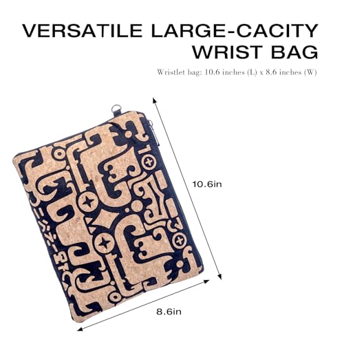 Cork Makeup Bag for Women, Zippered Cosmetic Pouch Organizer for Travel and Commute,Purse