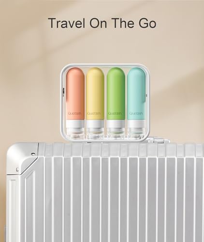 Quatish Leak Proof Travel Bottles, 3 oz TSA Approved Silicone Shampoo Bottles, 4 Pack