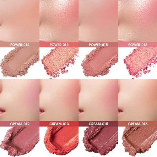8 Colors Blush Palette, 4 Powder + 4 Cream Blush, Contour and Highlight Blush Palette, Natural Nude Makeup Brighten Skin Tone Portable Makeup Blush, Professional Facial Makeup Blush