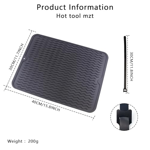 1PCS Heat Resistant Silicone Mat, 15.75x11.81 Inches Large Silicone Heat Resistant Mat, Professional Salon Mats for Hair Stylist for Curling Iron &hair Strainghtener and Styling Tool Appliances(Black)