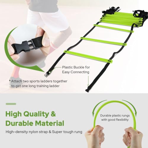 GHB Pro Agility Ladder Agility Training Ladder Speed 12 Rung 20ft with Carrying Bag