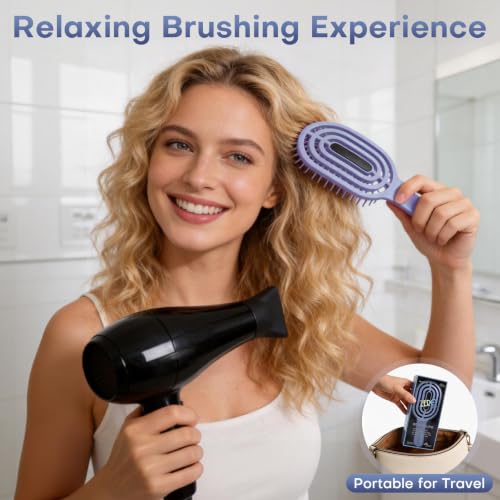 Segbeauty Blue Travel Wig Extension Detangler Brush - Long Handle
