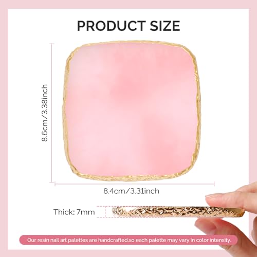 MelodySusie Pink Square Resin Nail Art Palette - Color Mixing Board Without Spatula