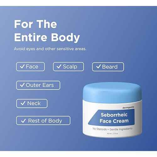 Seborrheic Face Cream for Dry Skin - Hydrates & Supports the Skin Barrier with MCT Oil, Squalane - Moisturizing Face, Scalp and Body Cream for Sensitive Skin - No Steroids, Gentle Ingredients