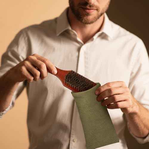 Men Hair Brush, 2-Sided Boar Bristle Slick Back Hair Brush for Men Barbers Beard & Hair Care for Thick Coarse Hair Detangling Smoothing