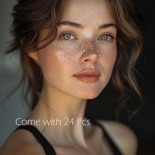 Gold Glitter Freckles Tattoos - 24 Pack Waterproof Face Patches