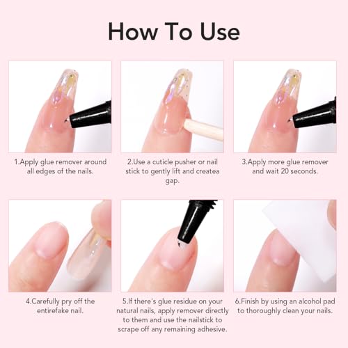 CurvLife Quick-Drying Nail Glue with Remover for Press-On Nails