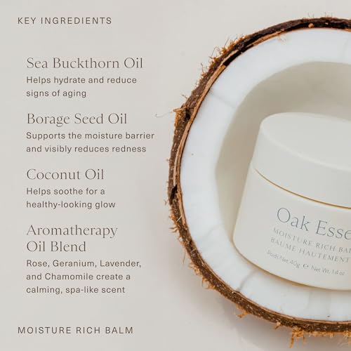 Oak Essentials Moisture Rich Face Balm | Hydrating Balm-to-Oil, 1.4 Oz