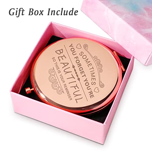 You Are Beautiful Compact Mirror - Personalized Engraved Gift for Women, Mom, Grandma, Best Friends