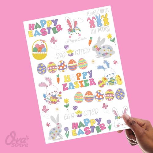 Easter Temporary Tattoos, 56 Glitter Styles Easter Bunny Decorations, Easter Egg Fillers, Easter Basket Stuffers, Easter Candy Activities Toys Crafts Art Spring