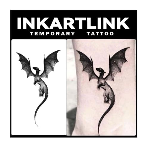 INKARTLINK Semi-Permanent Temporary Tattoos, 2 Sheets Dragon