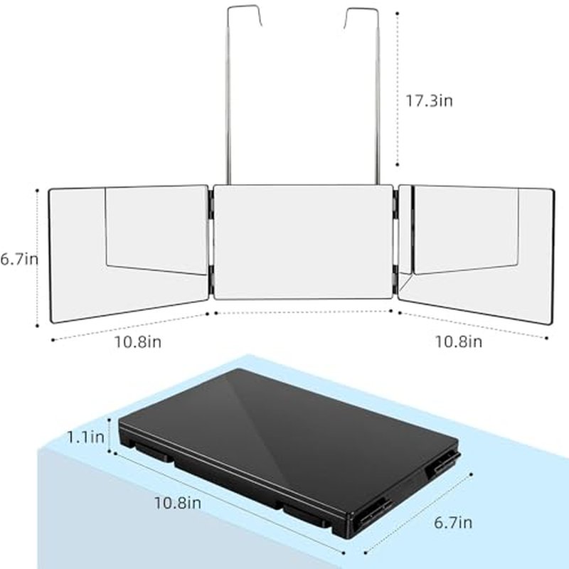 3-Way Mirror for Self Hair Cutting - 360° View Tri Fold Barber