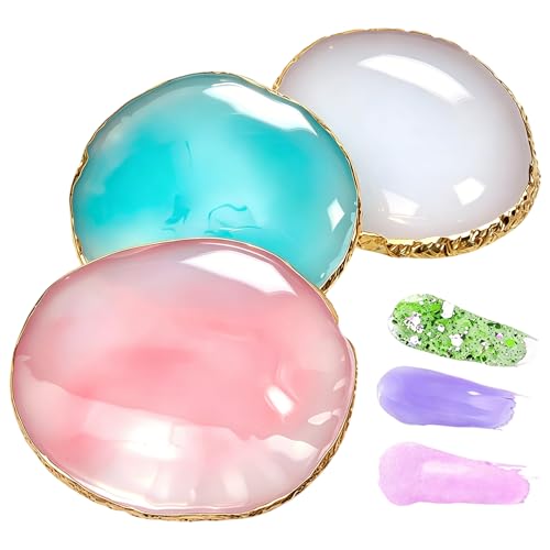 Resin Nail Art Palette Set - 3 Trays with Gilded Edges