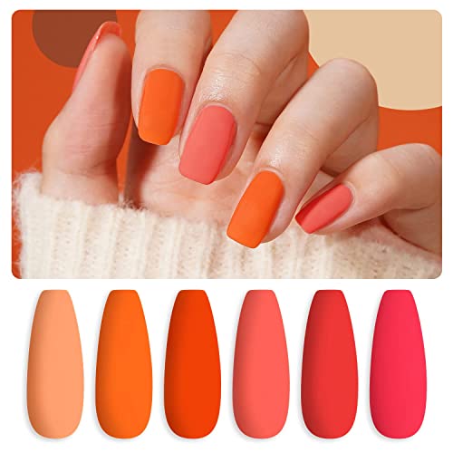 GAOY Coral Orange Gel Nail Polish, Pink Red Neon Gel Polish Kit for Salon Gel Manicure and Nail Art DIY at Home, Halloween Gifts for Women