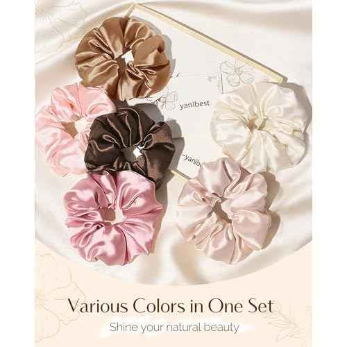 Yanibest 8 Pcs Satin Scrunchies - Silk Scrunchies Ponytail Holders, Soft Satin Hair Ties No Damage£¬Hair Accessories for Women Girls
