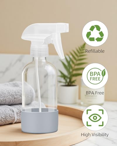 2 Pack 8oz Glass Spray Bottles with Silicone Sleeves