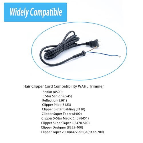 00647-500 Replacement Cord for WAHL Electric Clippers Compatible with Star Sr,Senior,SuperTaper,Designer,Balding,Magic Clip,647-500 Hair Clipper Cord